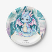 Kinderdrache zum Geburtstag Pappteller (Vorderseite)