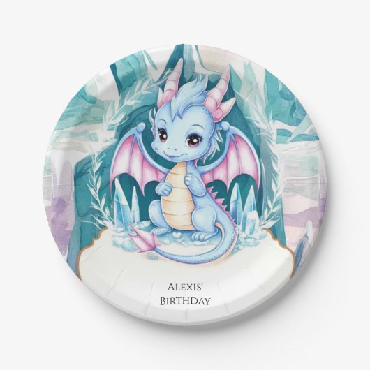 Kinderdrache zum Geburtstag Pappteller (Vorderseite)