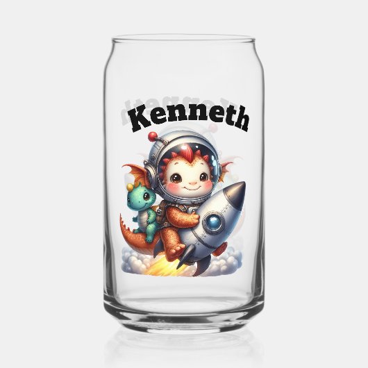 Kinderdrachen fliegen fröhlich im Weltraum Dosenglas (Vorderseite)