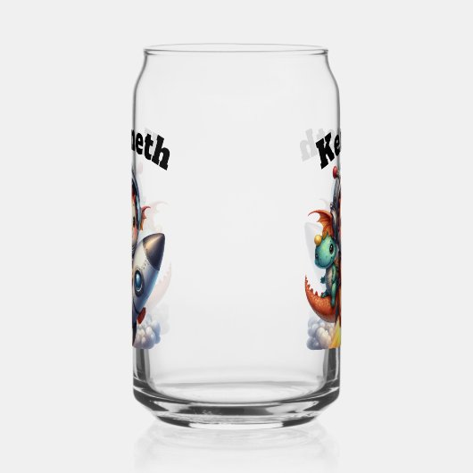 Kinderdrachen fliegen fröhlich im Weltraum Dosenglas (Links)