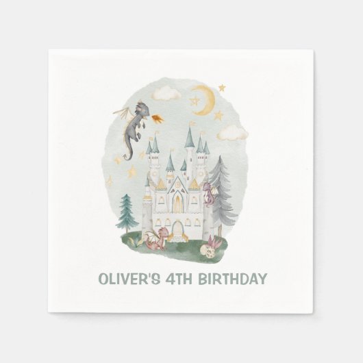 Kinderdrachenburg magischer Geburtstag Serviette (Vorderseite)