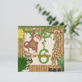Kinderdschungel-Safari-6. Geburtstags-Einladung Einladung (Stehend Vorderseite)