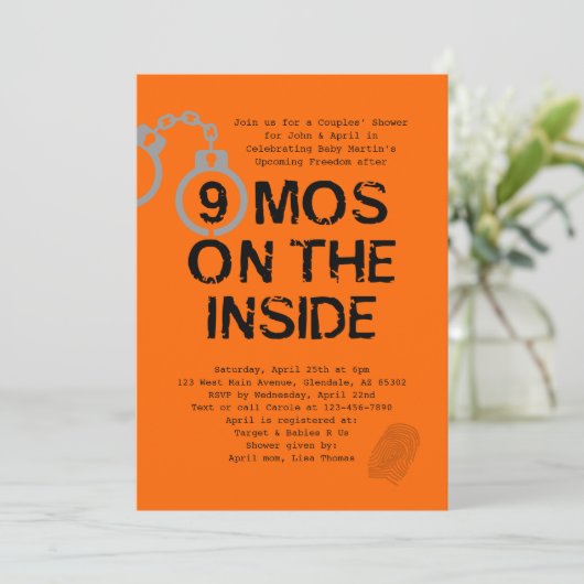 Kinderdusche 9 Monate im Freien Einladung (Stehend Vorderseite)