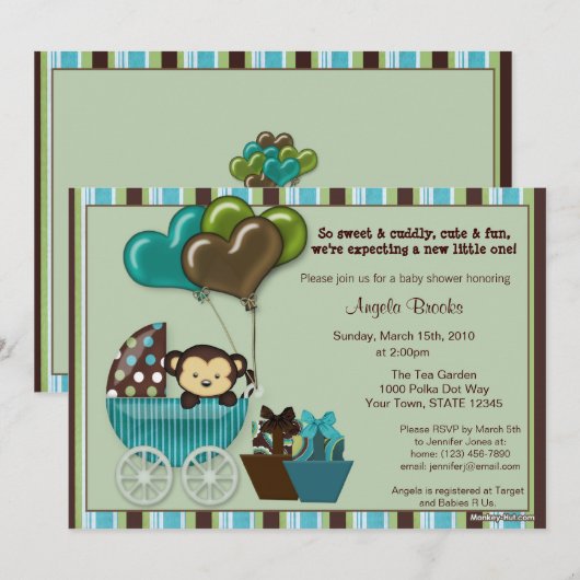 Kinderdusche AQUAMARIN Einladung (Vorne/Hinten)