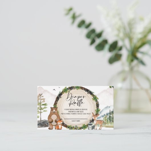 Kinderdusche aus Holz Windeln Raffle Tickets Enclo Begleitkarte (Stehend Vorderseite)