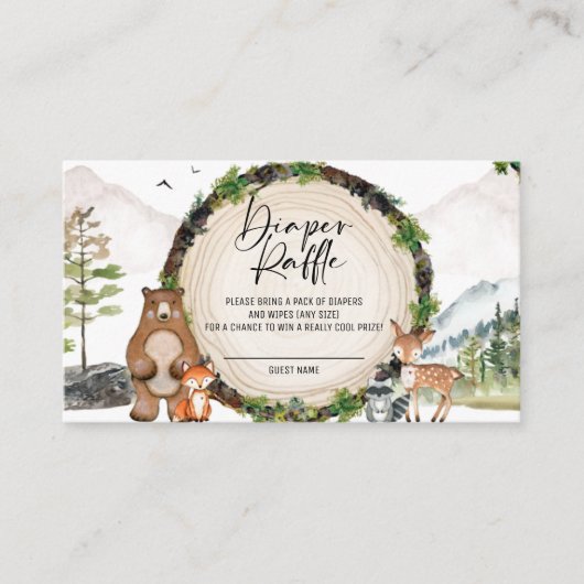 Kinderdusche aus Holz Windeln Raffle Tickets Enclo Begleitkarte (Vorderseite)