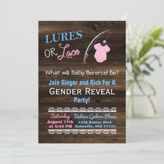 Kinderdusche aus Leder oder Lederholz Einladung (Stehend Vorderseite)