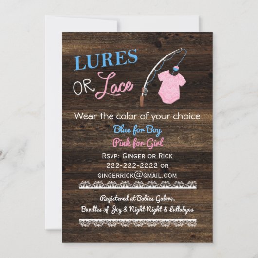 Kinderdusche aus Leder oder Lederholz Einladung (Rückseite)