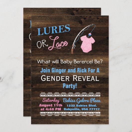 Kinderdusche aus Leder oder Lederholz Einladung (Vorne/Hinten)