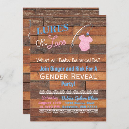 Kinderdusche aus Leder oder Lederholz Einladung (Vorne/Hinten)