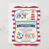 Kinderdusche aus Red & White Lighthouse Einladung (Vorderseite)