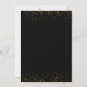 Kinderdusche| Black Imitats Gold Glitzer Einladung (Rückseite)