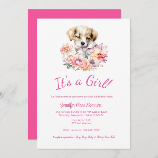 Kinderdusche & Blume Einladung (Vorne/Hinten)