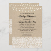 Kinderdusche Burlap Lace Trim Lights Party Einladu Einladung (Vorne/Hinten)