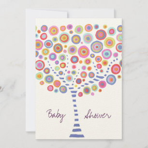 Kinderdusche Circle Tree Retro individuelle Einlad Einladung