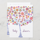 Kinderdusche Circle Tree Retro individuelle Einlad Einladung (Vorne/Hinten)