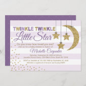 Kinderdusche einladen winzigen kleinen Stern lila Einladung (Vorne/Hinten)