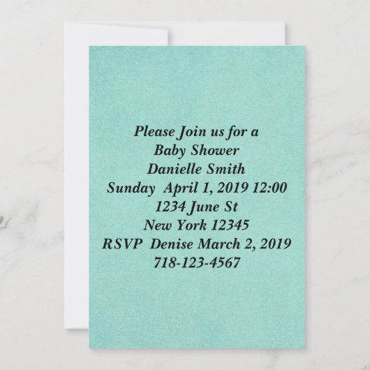 Kinderdusche Einladung (Rückseite)