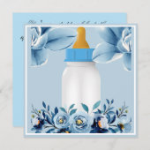 Kinderdusche Einladung - Babyflasche - Blume (Vorne/Hinten)