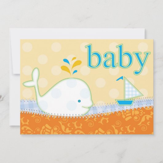 Kinderdusche Einladung - Boy Baby Whale (Vorderseite)