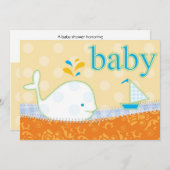 Kinderdusche Einladung - Boy Baby Whale (Vorne/Hinten)