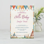 Kinderdusche Einladung Charming Teepees (Stehend Vorderseite)