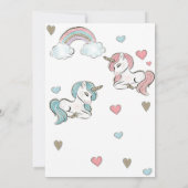 Kinderdusche Einladung Design mit Unicorn Thema (Rückseite)