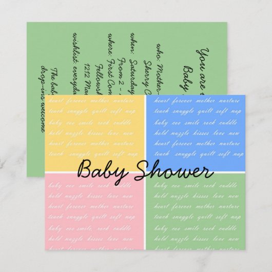 Kinderdusche Einladung - Freude am farbigen Block  (Vorne/Hinten)