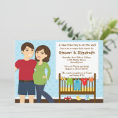 Kinderdusche Einladung für einen Jungen (Stehend Vorderseite)