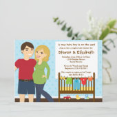 Kinderdusche Einladung für einen Jungen (Stehend Vorderseite)