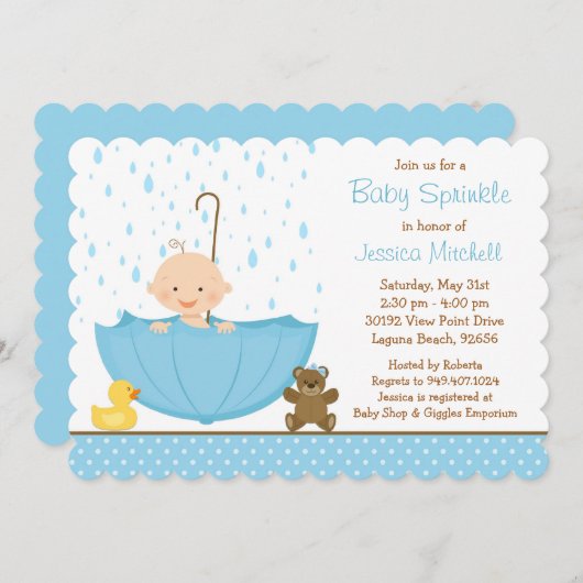 Kinderdusche Einladung für Junge (Vorne/Hinten)