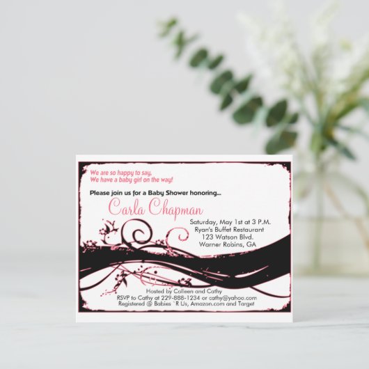 Kinderdusche Einladung für Mädchen (Stehend Vorderseite)