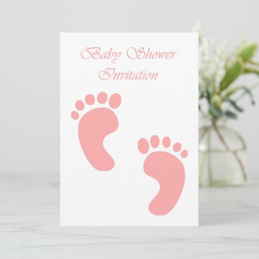 Kinderdusche Einladung für Mädchen mit Fußabdrücke (Stehend Vorderseite)