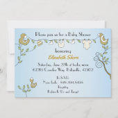 Kinderdusche Einladung "Goldene Vögel" (Vorderseite)