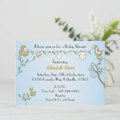 Kinderdusche Einladung "Goldene Vögel" (Stehend Vorderseite)