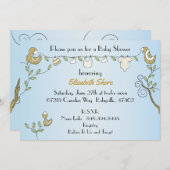 Kinderdusche Einladung "Goldene Vögel" (Vorne/Hinten)