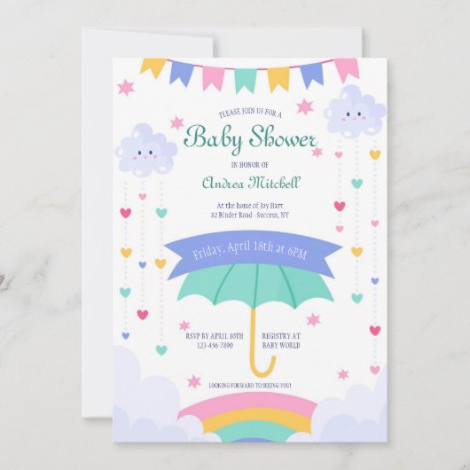 Kinderdusche Einladung Hand gezeichnet (Vorderseite)