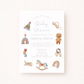 Kinderdusche Einladung Holzspielzeug - Boho Style 