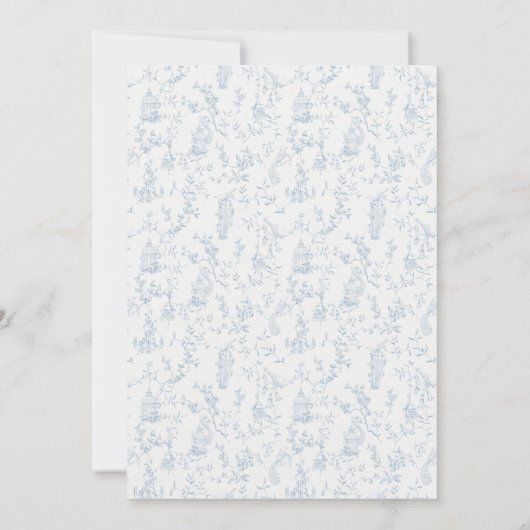 Kinderdusche Einladung mit Blue Damask (Rückseite)