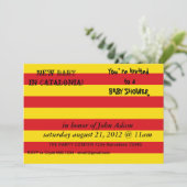 Kinderdusche Einladung mit der Flagge Kataloniens (Stehend Vorderseite)