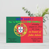 Kinderdusche Einladung mit der Flagge Portugals (Stehend Vorderseite)