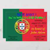 Kinderdusche Einladung mit der Flagge Portugals (Vorne/Hinten)