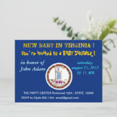 Kinderdusche Einladung mit der Flagge von Virginia (Stehend Vorderseite)