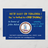 Kinderdusche Einladung mit der Flagge von Virginia (Vorne/Hinten)