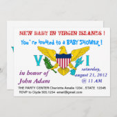 Kinderdusche Einladung mit Fahne der Jungfrau Isla (Vorne/Hinten)