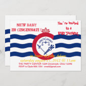 Kinderdusche Einladung mit Flagge von Cincinnati (Vorne/Hinten)
