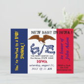 Kinderdusche Einladung mit Flagge von Iowa (Stehend Vorderseite)
