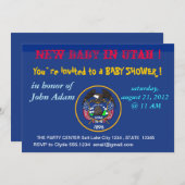 Kinderdusche Einladung mit Flagge von Utah (Vorne/Hinten)