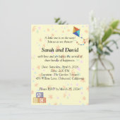 Kinderdusche Einladung mit Kite und Kuben (Stehend Vorderseite)