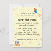 Kinderdusche Einladung mit Kite und Kuben (Vorderseite)